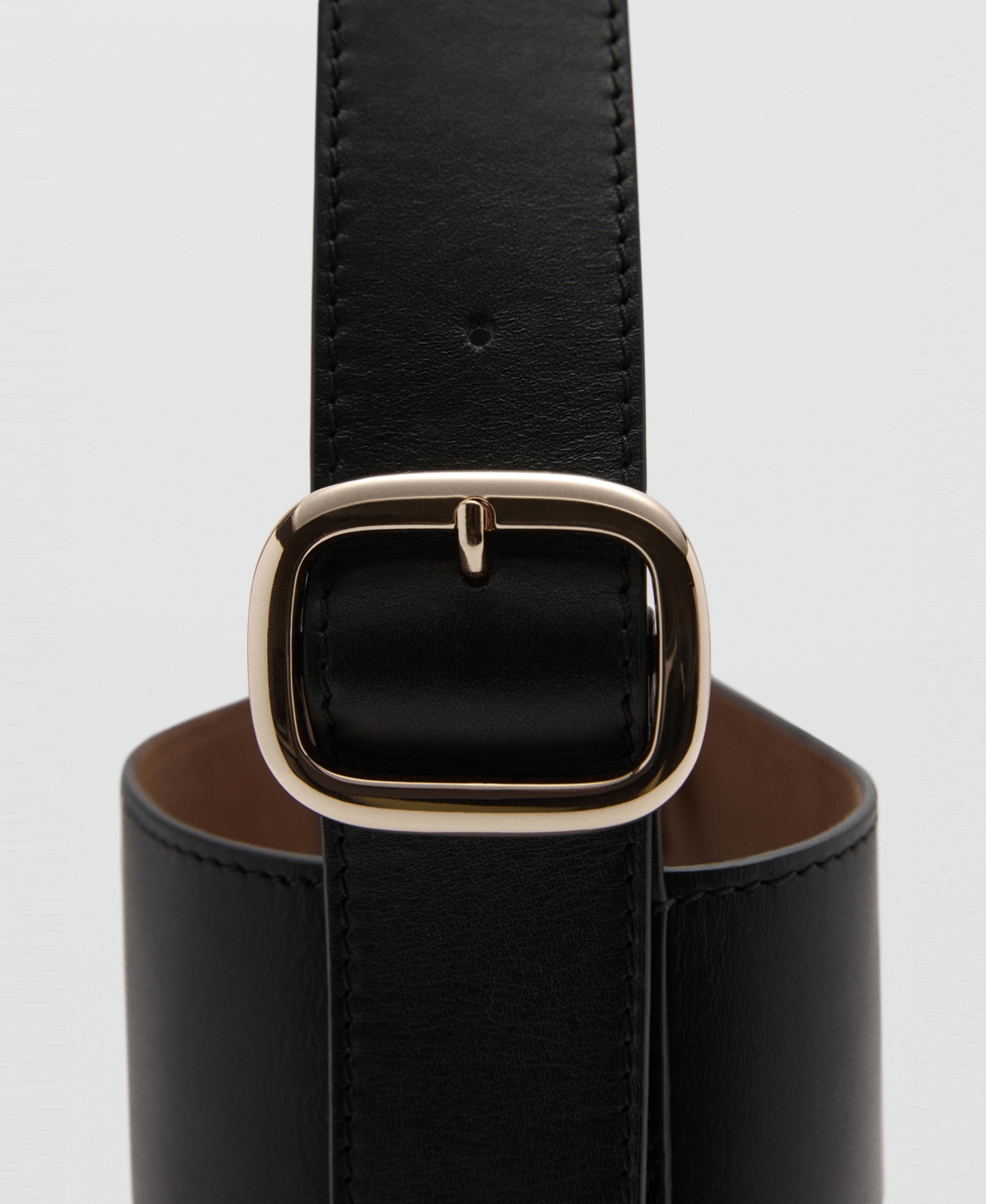 Mango Sac Shopper Cuir In Black