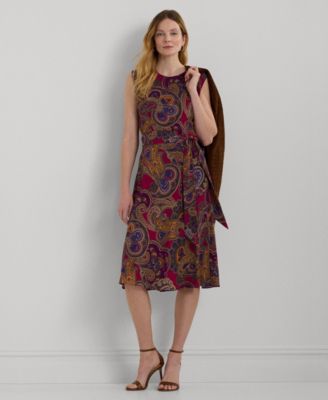 Lauren Ralph Lauren - Women's Paisley Belted Bubble Crepe Dress