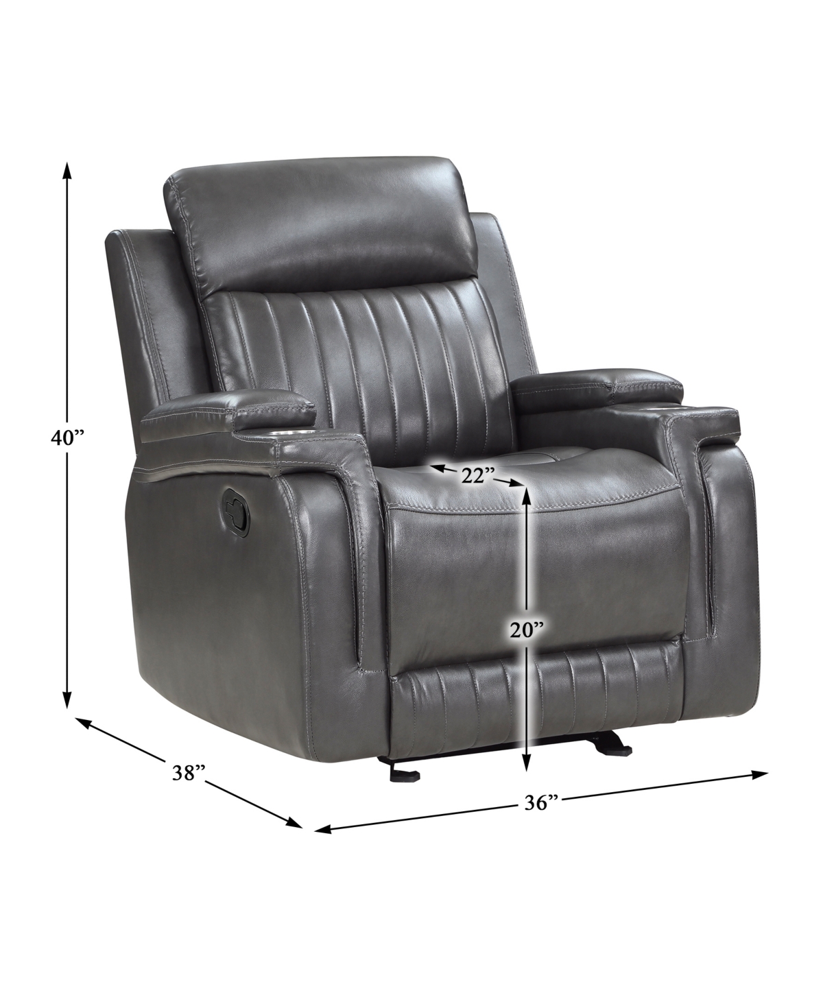 Shop Homelegance White Label Wallstone 36" Glider Reclining Chair In Dark Gray