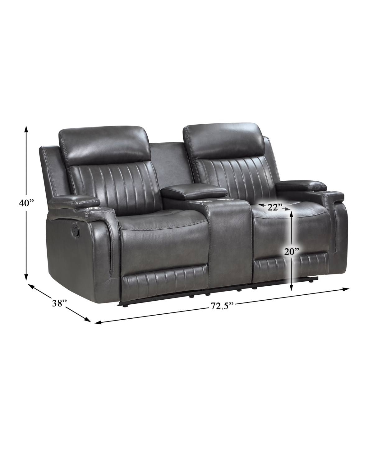 HOMELEGANCE WHITE LABEL WALLSTONE 73" DOUBLE RECLINING LOVE SEAT WITH CENTER CONSOLE 