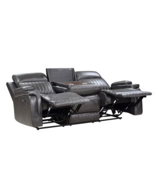 White Label Wallstone 82" Double Reclining Sofa with Drop-Down Cup Holder