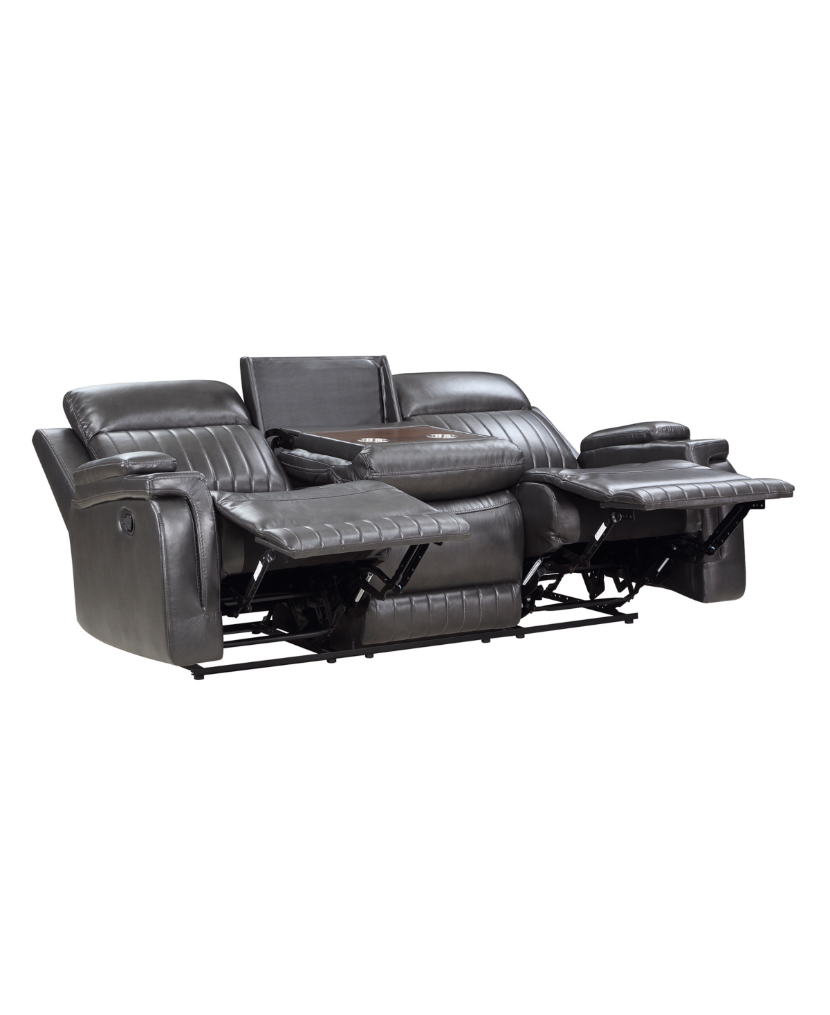 HOMELEGANCE WHITE LABEL WALLSTONE 82" DOUBLE RECLINING SOFA WITH DROP-DOWN CUP HOLDER 
