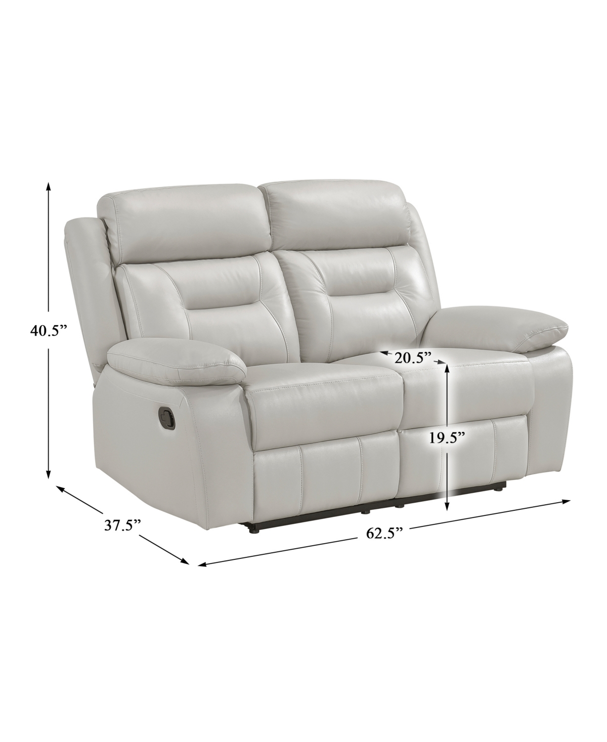 Homelegance White Label Corvallis 63" Double Reclining Love Seat In Silver