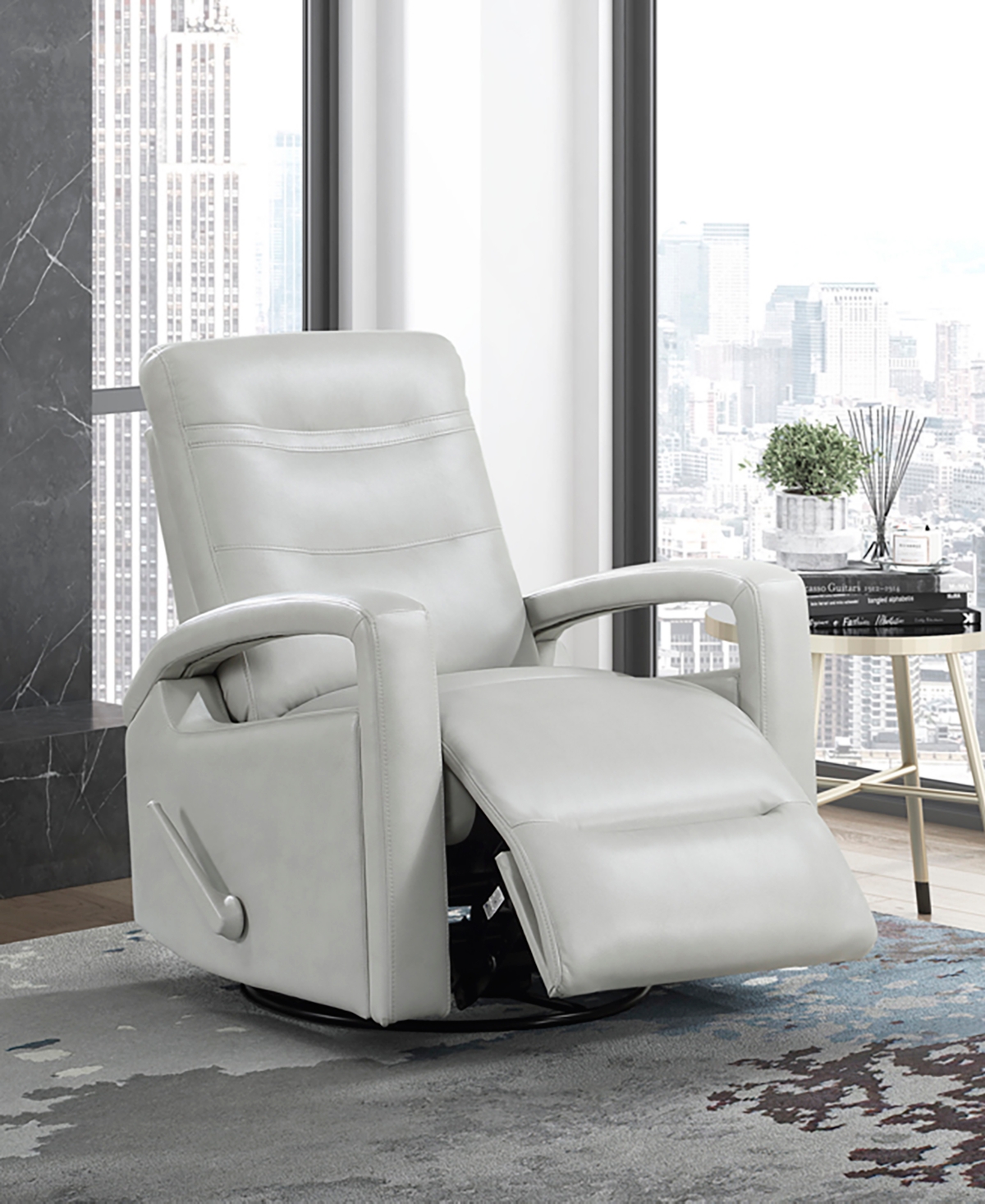 Homelegance White Label Mccoy 32" Swivel Glider Reclining Chair In Smoke