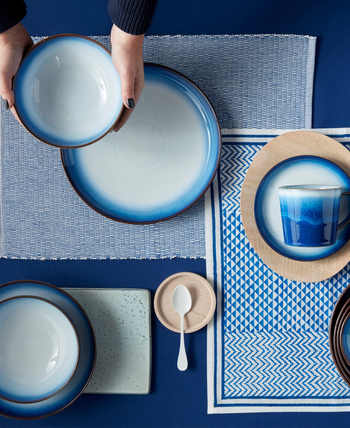 Denby Blue Haze 12-pc Dinnerware Set, Service For 4 In Blue,white