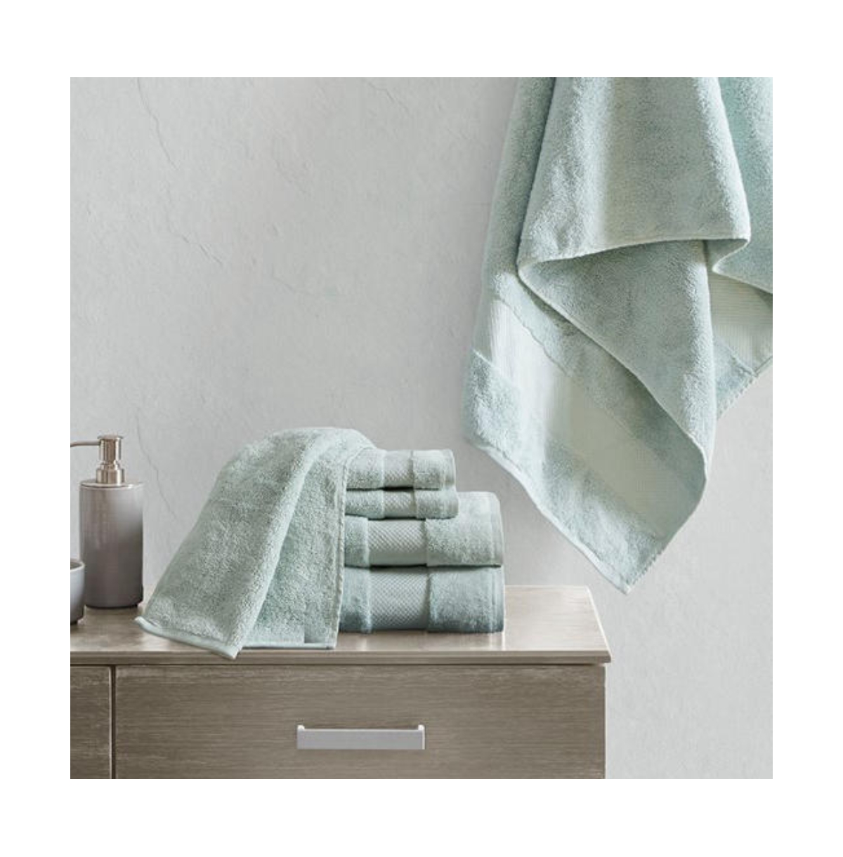 Home Outfitters 100% Cotton 6pcs , Absorbent, Bathroom Spa Towel, Transitional -pastel blue