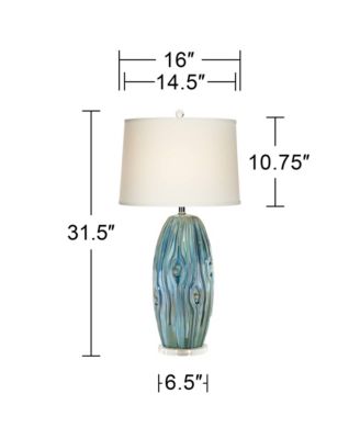Eneya Modern Coastal Modern Table Lamp 31" Tall Ceramic Blue Green Swirl Glaze Neutral Oval Shade for Living Room Bedroom Beach House Bedside Home Office (Color May Vary) - Possini Euro Design