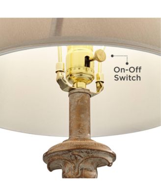 Elize Traditional French Country Style Vintage like  White Washed Candlestick Table Lamps 26.5" High Set of 2 Bell Shade for Living Room Bedroom House Bedside Nightstand Home Office - Regency Hill