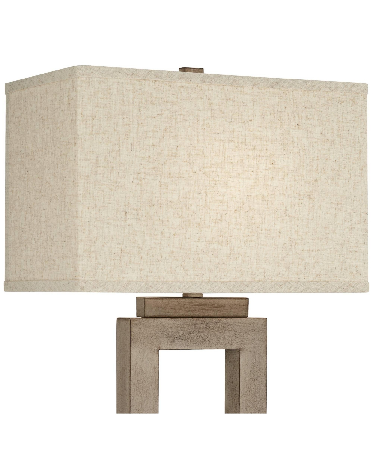 360 Lighting Rustic Farmhouse Table Lamp 30" Tall Sand Metal Open Window Oatmeal Fabric Rectangular Shade for Bedroom Living Room Bedside House H