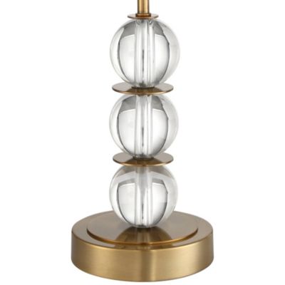 Halston Art Deco Buffet Table Lamp 32 1/2" Tall Crystal Ball Brass Metal Off White Fabric Drum Shade for Bedroom Living Room Kids