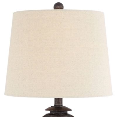 Horace Rustic Table Lamps 25 1/4" High Set of 2 Brown with Nightlight Miner Lantern Oatmeal Drum Shade for Bedroom Living Room