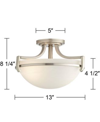 Mallot Modern Ceiling Light Semi Flush Mount Fixture 13" Wide Brushed Nickel 2-Light Marbleized Glass Bowl Shade for Bedroom Living Room