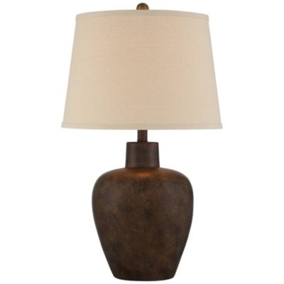 Glenn Rustic Farmhouse Table Lamps 27" Tall Set of 2 Dark Terra Cotta Tapered Fabric Drum for Bedroom Living Room Bedside Nightstand Home
