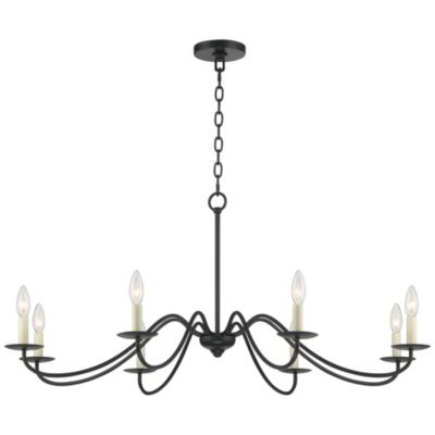Marinec Black Hanging Chandelier Lighting 42" Wide Farmhouse Rustic Bent Arms 8-Light Fixture for Dining Room Living House Home Foyer Kitchen Island Entryway High Ceilings