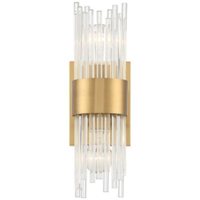 Gillery Modern Wall Light Sconce Warm Brass Hardwire 5" 2-Light Fixture Clear Glass Rods for Bedroom Bathroom Vanity Reading Living Room Home