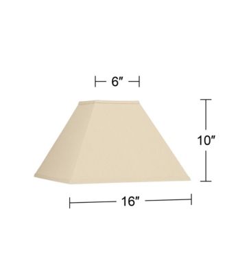 Beige Linen Medium Square Lamp Shade 6" Top x 16" Bottom x 12" Slant x 10" High (Spider) Replacement with Harp and Finial