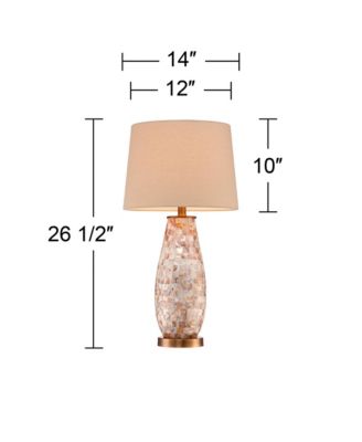 Kylie Cottage Table Lamp 26 1/2" High Mother of Pearl Tile Vase Beige Drum Shade for Bedroom Living Room Bedside Nightstand Office Kids