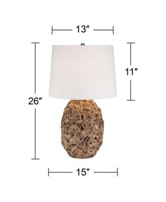 Nantucket Modern Coastal Table Lamp 26" High Natural Woven Seagrass White Drum Shade for Bedroom Living Room House Bedside Nightstand