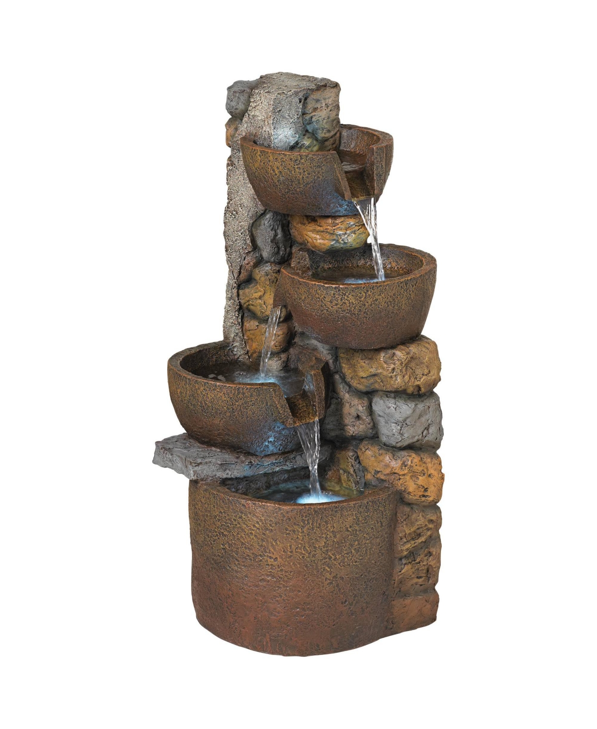 John Timberland Ashmill Urn Rustic Outdoor Floor Cascading Fountain High with Led Light Waterfalls Decor for Garden Patio Backyard Deck Home Lawn