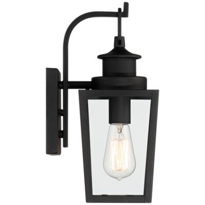 Ackerly 14" High Farmhouse Rustic Lantern Outdoor Wall Light Fixture Mount Edison Bulb Textured Black Finish