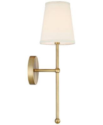 Elena Modern Wall Sconce Lighting Warm Brass Gold Metal Hardwired 21" High Fixture Cream Linen Shade Decor for Bedroom Bedside Living Room Home Hallway Dining Kitchen - Possini Euro Design