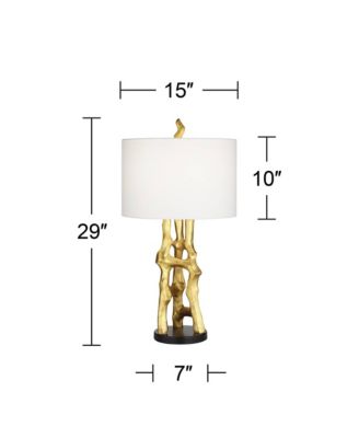 Organic Sculpture 29" Tall Modern Glam End Table Lamp Gold Finish Single White Shade Living Room Bedroom