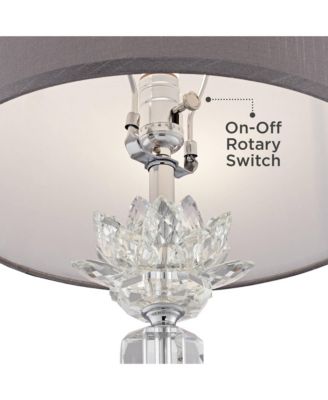Olivia 28 1/4" Tall Traditional Glam End Table Lamp Clear Crystal Single Gray Shade Living Room Bedroom