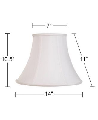 Imperial Shade Set of 2 Bell Lamp Shades White Medium 7" Top x 14" Bottom x 11" Slant Spider with Replacement Harp and Finial Fitting