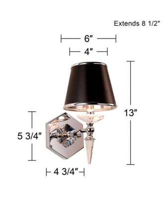 Manhattan Modern Wall Light Sconces Set of 2 Chrome Hardwire 6" Fixture Crystal Black Paper Shade for Bedroom Bathroom Vanity