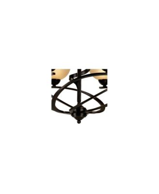 Bronzeador Dark Mocha Chandelier Lighting 27 1/2" Wide Modern Industrial Iron Ribbon Amber Glass Shades 6-Light Fixture for Dining Room House Foyer Kitchen Island Entryway