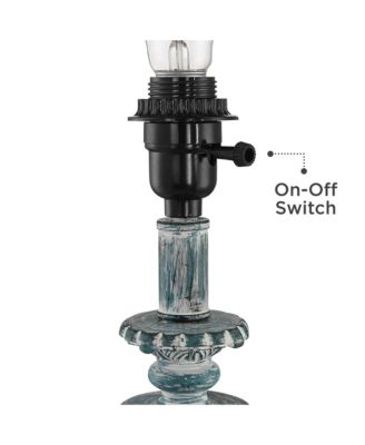 Cali Traditional Accent Table Lamps 19" High Set of 2 Antique Blue White Bell Shade for Bedroom Living Room Bedside Nightstand Office