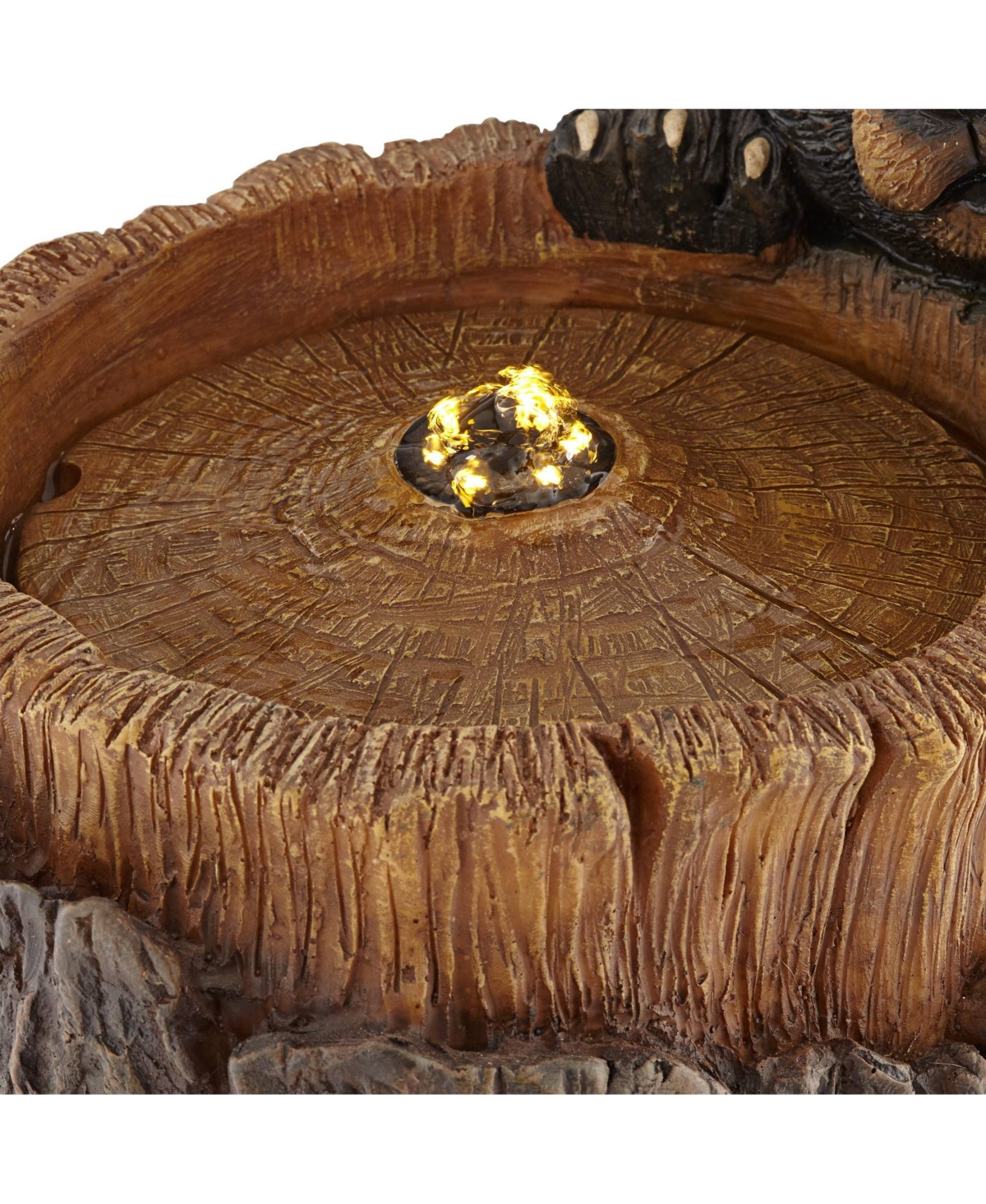 John Timberland Bears on Log Rustic Natural Cottage Lodge Outdoor Bubbler Fountain with Light Led 28 1/2