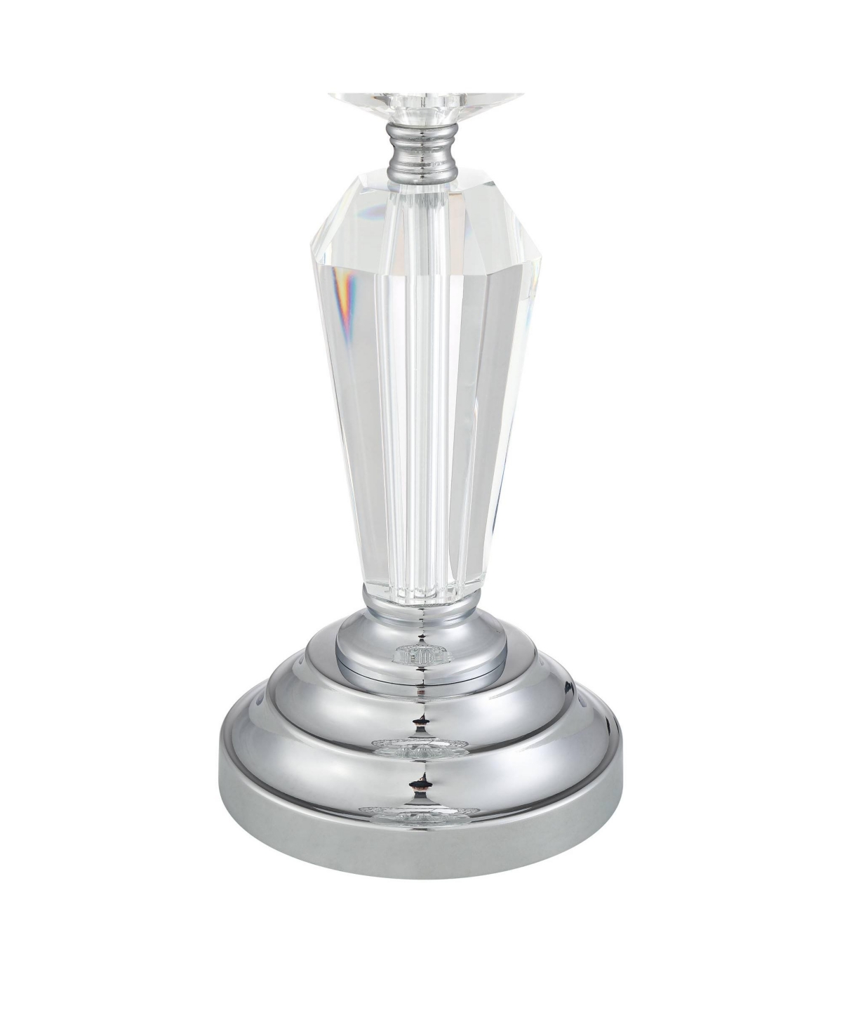 Tori Glam Luxury Style Small Accent Table Lamp High Chrome Silver Metal Stacked Clear Crystal Base Drum Shade Decor for Bedroom House Bedside Nigh