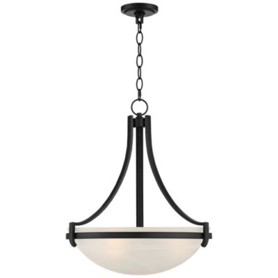 Marmelized Black Metal Pendant Chandelier 20" Wide Modern Marbleized Glass Bowl Shade Fixture for Dining Room House Foyer Entryway Kitchen Bedroom Living Room High Ceilings