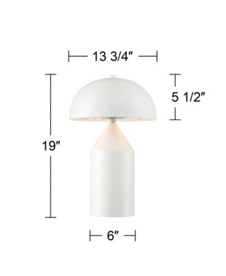 Felix Modern Accent Table Lamps 19" High Set of 2 White Metal Mushroom Dome Shade for Bedroom Living Room Bedside Nightstand Office Kids