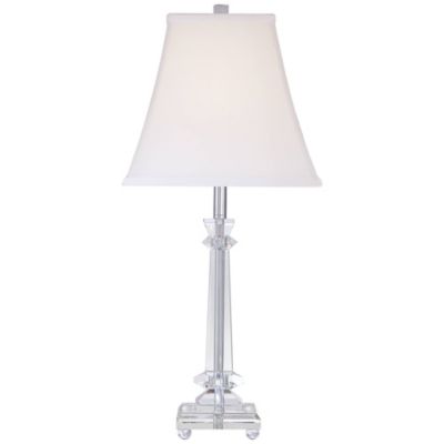 Traditional Table Lamp 25" High Crystal Glass Column White Square Bell Shade for Living Room Family Bedroom Bedside
