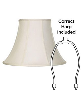 Imperial Shade Creme Large Bell Lamp Shade 9" Top x 18" Bottom x 13" Slant x 12.5" High (Spider) Replacement with Harp and Finial