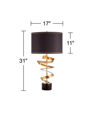 Twist Modern Table Lamp 31" Tall Sculptural Brass Gold Metal Marble Black Drum Shade with Gold Liner Decor Bedroom Living Room Nightstand Bedside Night Stand Office Kids Room - Possini Euro Design