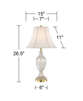 Traditional Glam Style Table Lamp 26.5" High Cut Glass Urn Brass Gold Metal Clear White Cream Bell Glass Shade Decor for Living Room Bedroom House Bedside Nightstand Home - Regency Hill