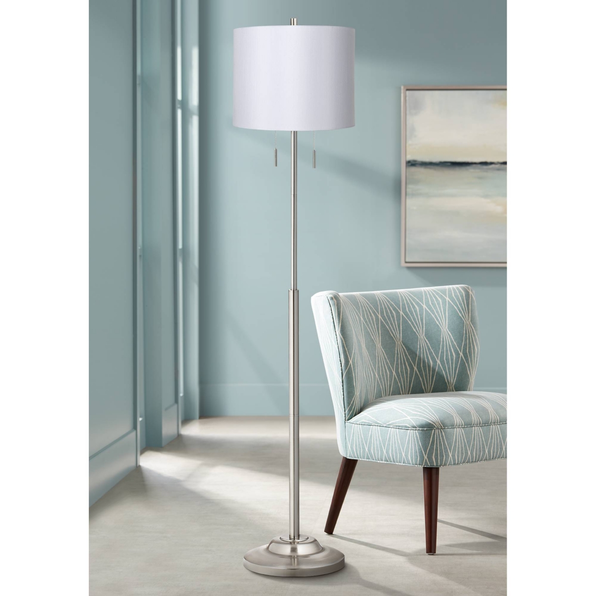 Hardback Medium Drum Lamp Shade Top x Bottom x High (Spider) Replacement with Harp and Finial - Springcrest - White