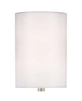 Modern Accent Table Lamp 21" High Brushed Nickel Metal Teardrop White Cylinder Shade for Bedroom Living Room House Bedside Nightstand