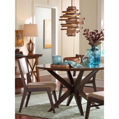 St. Claire Modern Mid Century Table Lamp 30 3/4" Tall Wood Open Vase Taupe Drum Shade for Bedroom Living Room Bedside Nightstand Office