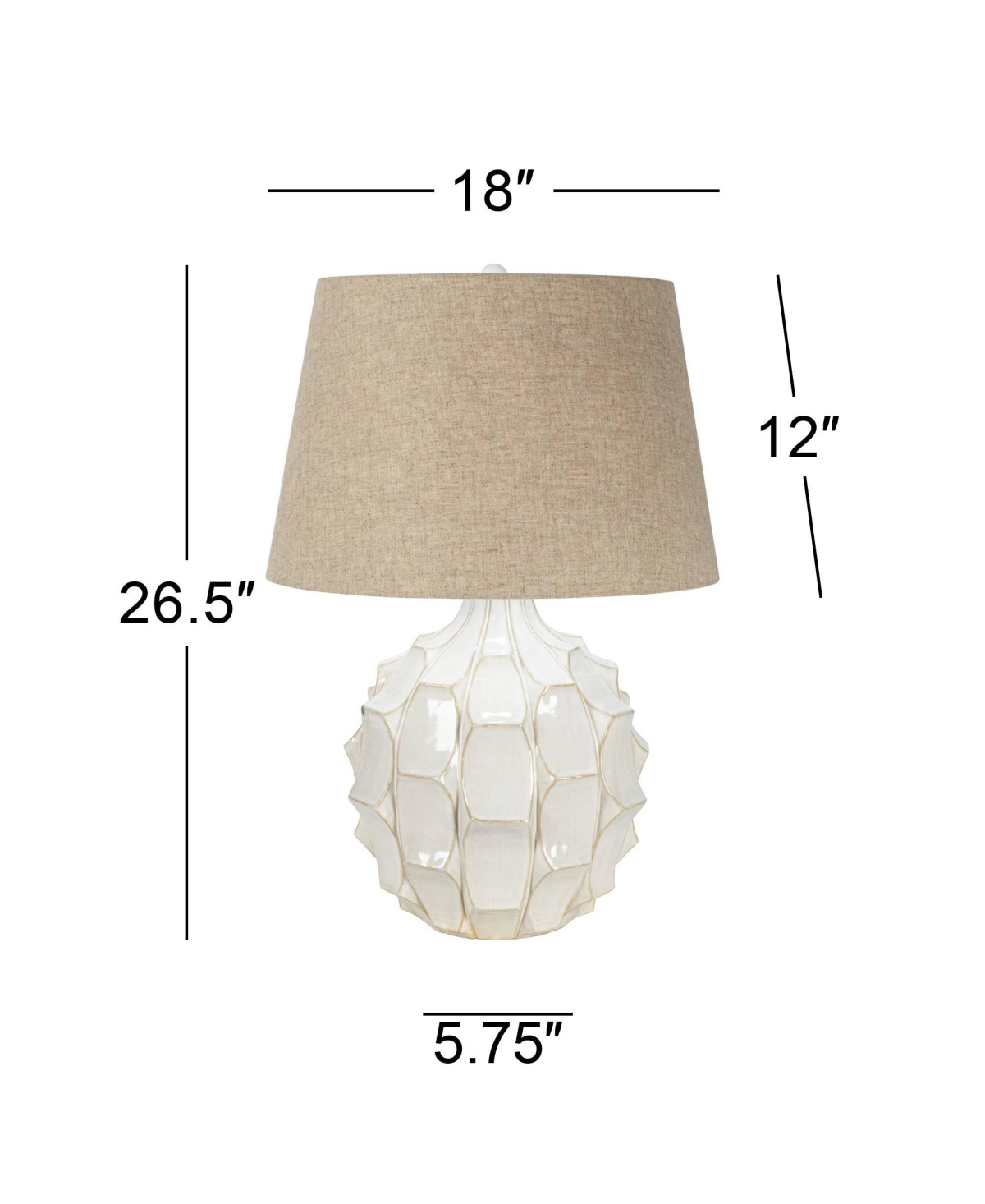 Cosgrove Mid Century Modern Table Lamp High CeramicGlaze Light Brown Linen Drum Shade Decor for Living Room Bedroom House Bedside Nightst