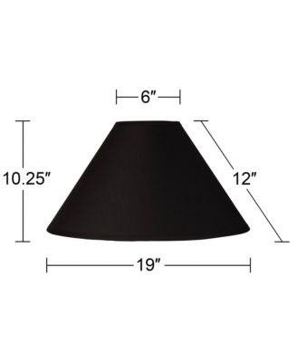 Black Large Chimney Empire Lamp Shade 6" Top x 19" Bottom x 12" Slant (Spider) Replacement with Harp and Finial