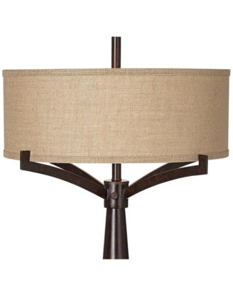 Tremont Industrial Table Lamp 31 1/2" Tall Bronze Metal Burlap Fabric Drum Shade for Bedroom Living Room Bedside Nightstand Office