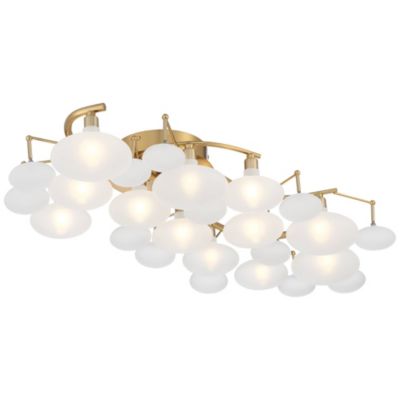Warm Brass 12-Light Frosted Glass Shade 30.25" Wide Modern Fixture Ceiling Light Semi Flush Mount