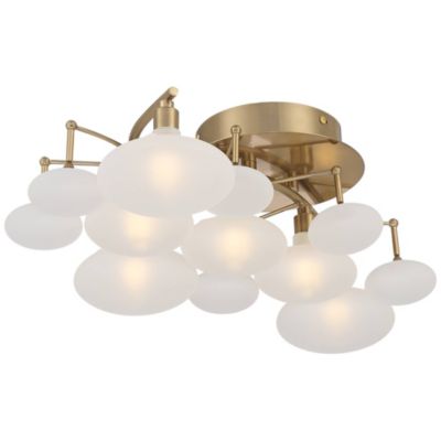 Semi Flush Mount Ceiling Light with Opal Glass Shade 6-Light Fixture for Bedroom or Kitchen