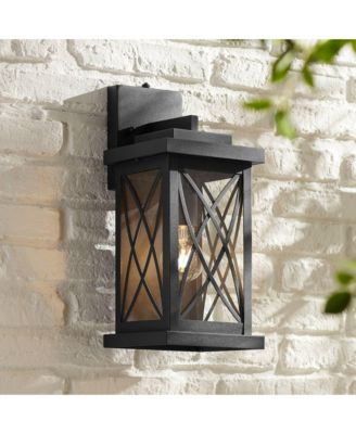 Woodland Park Outdoor Wall Light Fixture Black Dusk To Dawn 15" Clear Glass for Post Exterior Barn Deck House Porch Yard Patio Home