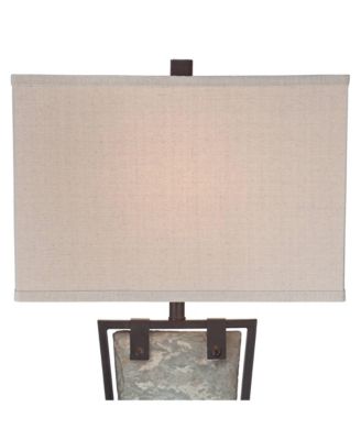Zion Rustic Table Lamp 30" Tall Tapered Natural Slate Bronze Metal Rectangular Shade for Bedroom Living Room Bedside Nightstand