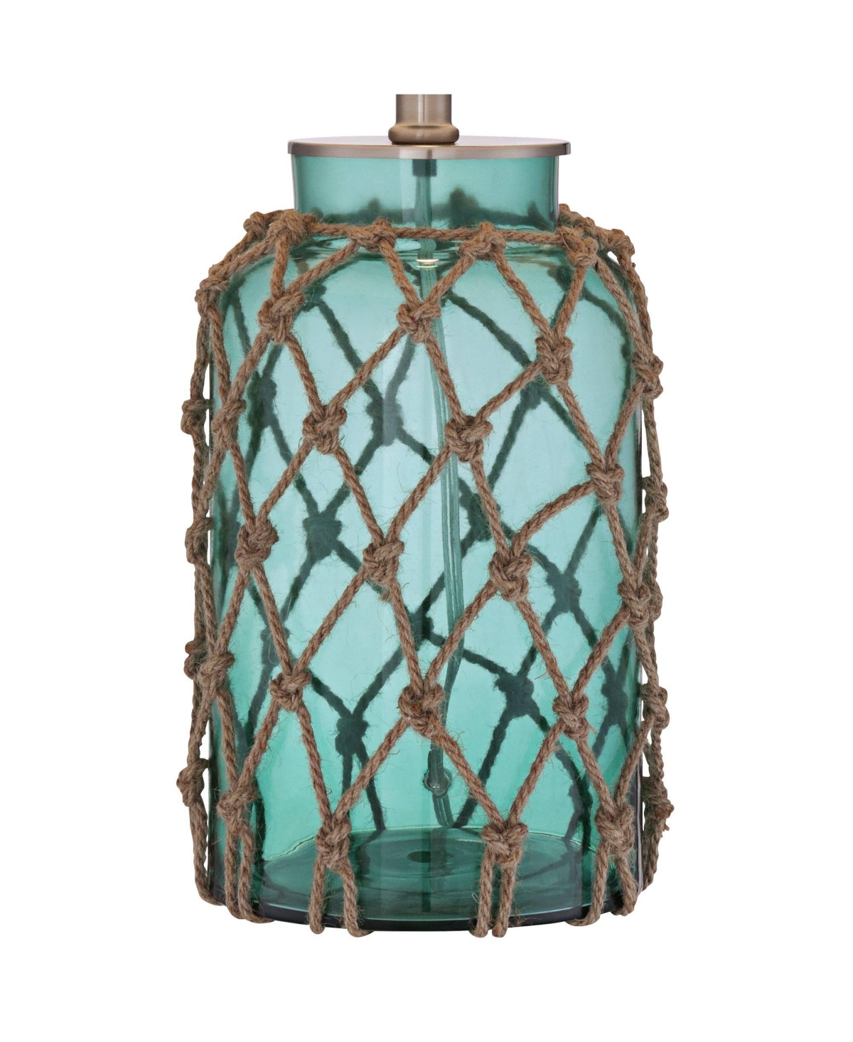 360 Lighting Crosby Country Cottage Natural Accent Table Lamp 22.5" High Coastal Blue Green Glass Rope Net Off White Drum Shade for Living Room Bedroo